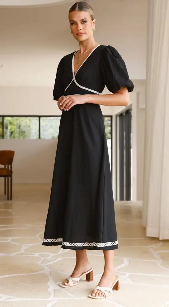 Puff Sleeve Midi Dress Clotheshomes™