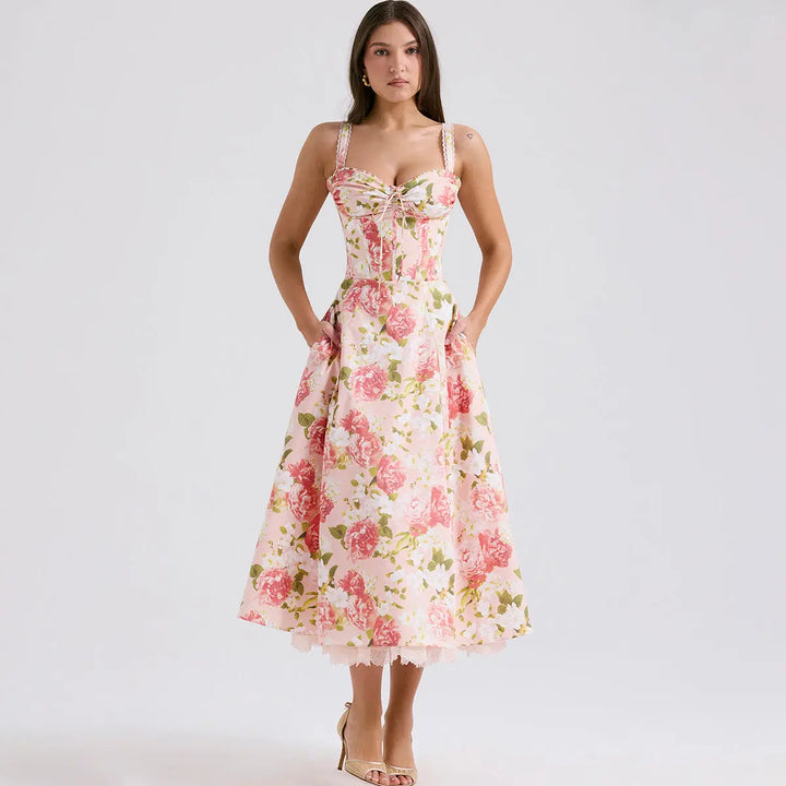 Resort Spaghetti Strap Maxi  Floral Print Dress with High-End Vibes Clotheshomes™