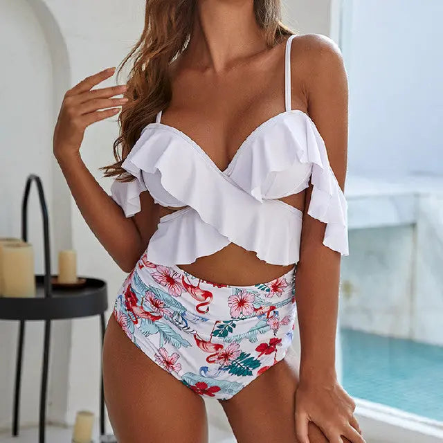 Clotheshomes™ Ruffle  Floral Print High waisted Bikini set Clotheshomes™