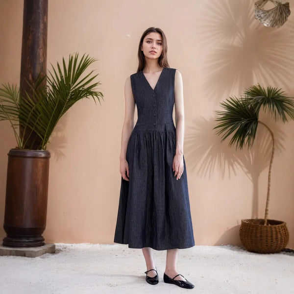 Sleeveless Denim Dress Clotheshomes™