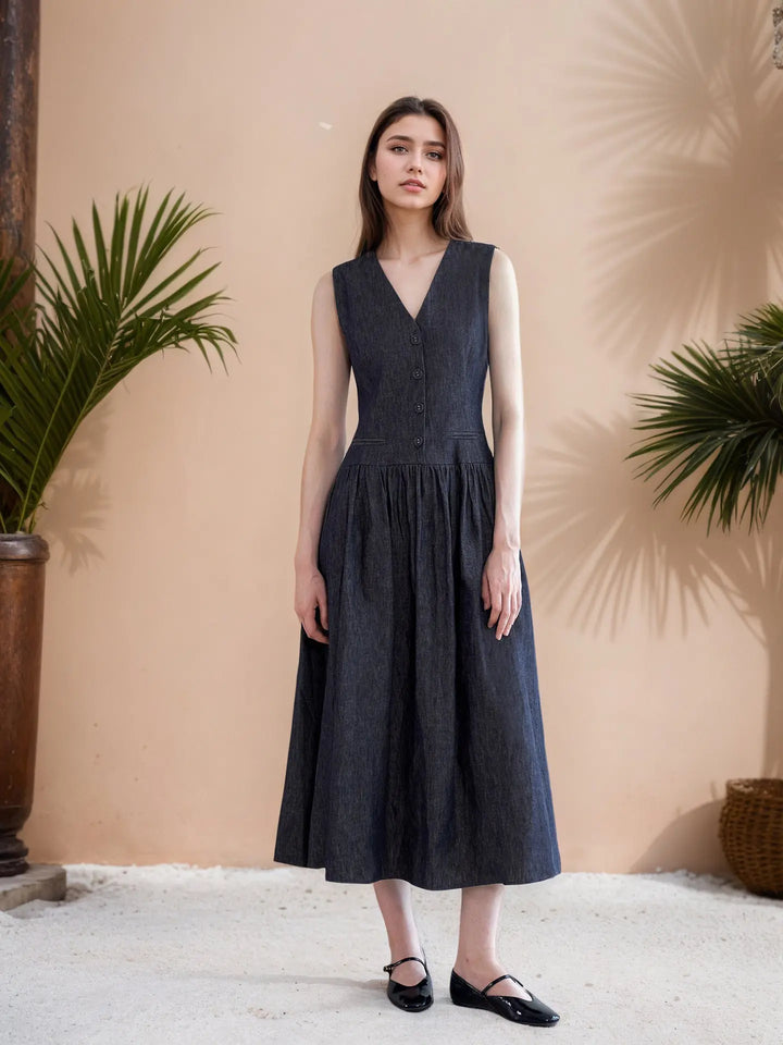 Sleeveless Denim Dress Clotheshomes™