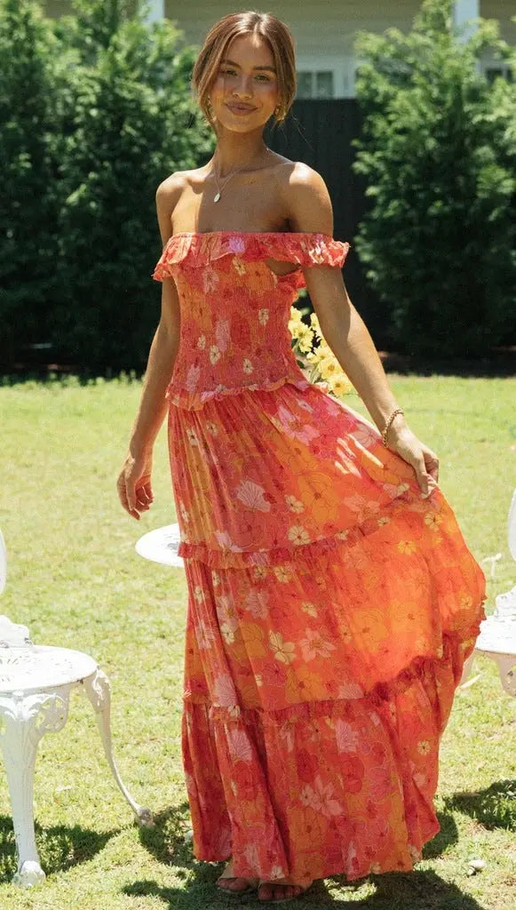 Sweet Style Strapless Floral Print Dress Clotheshomes™