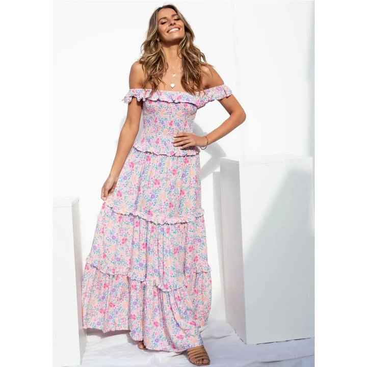 Sweet Style Strapless Floral Print Dress Clotheshomes™