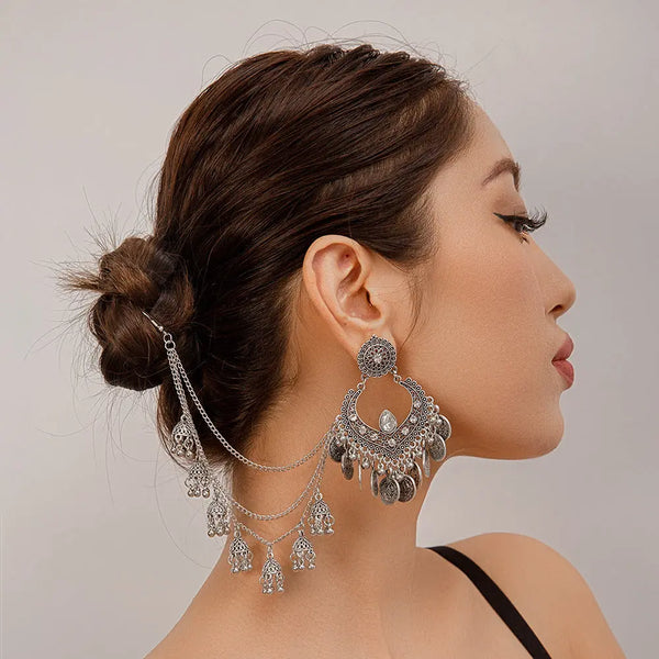 Vintage boho Tassel Integrated Earrings Clotheshomes