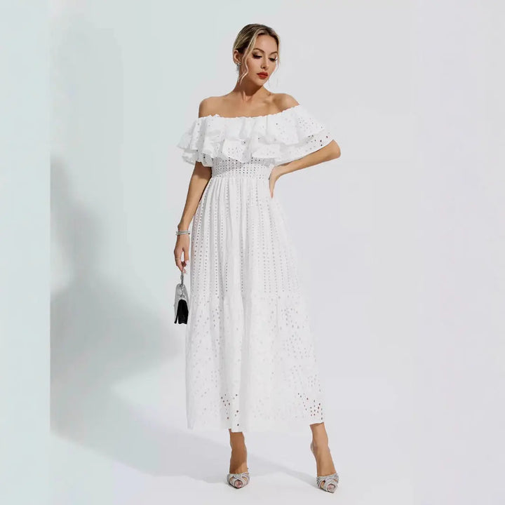 White Off The Shoulder Dress Clotheshomes™