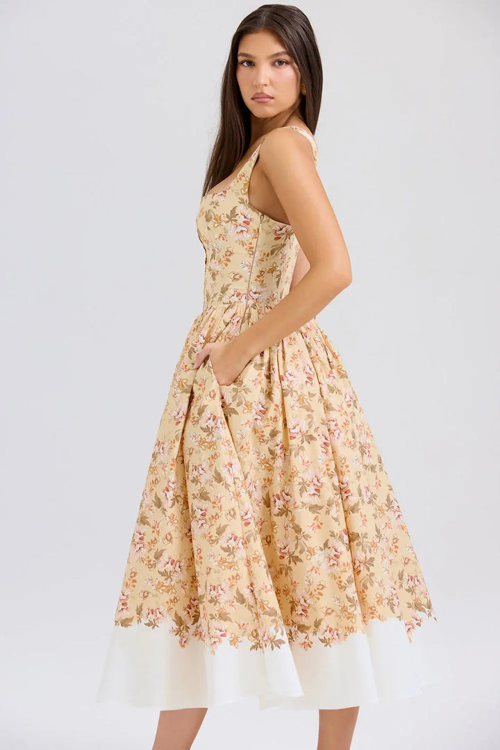 Yellow Floral Dress Clotheshomes™